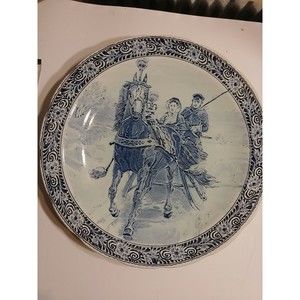 Royal Sphinx Maastricht Delft Blue Holland Large Wall Plate Charger Carriage...